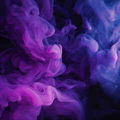 Wall Mural - Purple smoke on a black background. Design element. Abstract background. Violet, purple and pink colors, Space for text or image