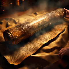 Wall Mural - Ancient scroll unveiling the secrets of the universe