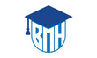BMH initial letter academic logo design vector template. school college logo, university logo, graduation cap logo, institute logo, educational logo, library logo, teaching logo, book shop, varsity