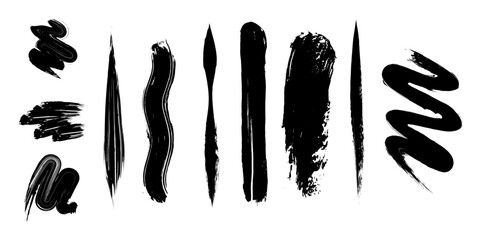 Black brush paint set for your design, vector.