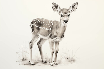 Wall Mural - A carefully drawn pencil drawing of a deer.