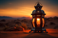 Lantern Lights In The Desert At Night Have A Ramadan Vibe With Generative Ai