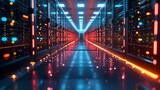 Fototapeta Most - Sophisticated data center, servers glowing, hub of digital transformation, secure and vast