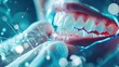 Dental treatment with Ai technology of Medical equipment on x-ray demonstrates digital screen, Ai generated for ads