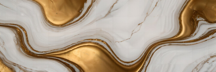 Poster - Luxury white and metallic gold abstract marble background