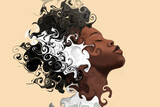 Fototapeta Zwierzęta - Serene black woman with abstract hair art