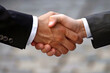 Handshake of two businessmen. Shaking hands, close-up