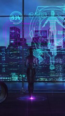 Wall Mural - artificial intelligence works with biological research, 3d render