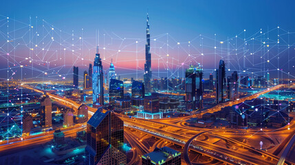 Digital map of  Middle East, Highlighting the tech startup scene and digital innovations, Created using generative AI