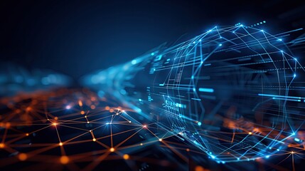 imaginary network pipeline made of holographic data transfer lines glowing in the dark