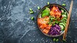 Sushi Bowl with Purple Cabbage and Green Beans Generative AI