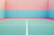 pista de tenis en un recinto cerrado con colores pastel, cancha de tenis aesthetic 