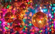 Glowing Disco Balls Hang from the Ceiling, Creating a Festive Atmosphere Generative AI