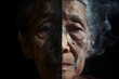 Wrinkled Hands and Smoke A Portrait of an Old Woman, To inspire and evoke emotion, this image showcases the beauty and wisdom of aging with a touch