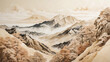 Mountain artwork. Landscape illustration. printable wall arts. Generative ai.