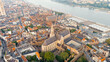 Antwerp, Belgium. Cathedral of St. Paul. The City Antwerp is located on the river Scheldt (Escaut). Summer morning, Aerial View