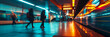 Blurred motion image of a city train station