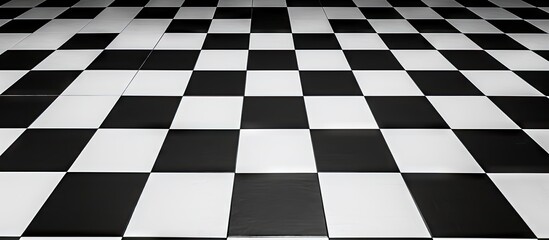 Canvas Print - Contrasting Patterns: Monochrome Checkerboard Floor Design with Geometric Shapes