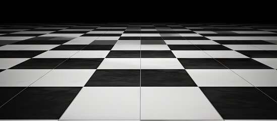 Wall Mural - Contemporary Elegance: Abstract Black and White Geometric Tiles for Modern Interior Design