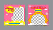 © SejalanArt - Collection of summer social media post templates in cartoon style. Square banner design background.