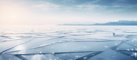 Canvas Print - Serene Iceberg Towering Over Majestic Mountain Range in Remote Polar Landscape