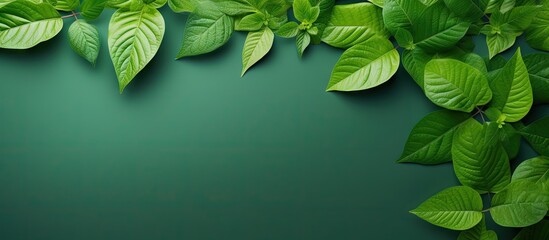 Sticker - Vibrant Green Leaves Contrast with Moody Dark Background for Nature Inspired Design Concept