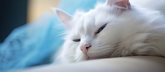 Ethereal White Cat with Enchanting Blue Eyes - Symbol of Purity and Grace