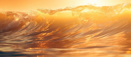 Poster - Captivating Sunset Reflections: Majestic Wave In The Ocean At Dusk