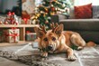 Rudolph the Dog A Christmas Cuddle Generative AI
