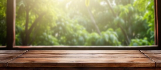 Canvas Print - Rustic Wooden Table Set Against a Softly Blurred Background with Warm Tones