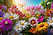bouquet of flowers on a meadow, a garden with numerous flowers
Generative AI