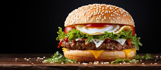 Sticker - Delectable Burger featuring a Hearty Fried Egg - Savory Fast Food Concept