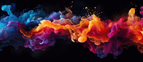 Canvas Print - Vibrant Colorful Smoke Swirls on Mysterious Black Background