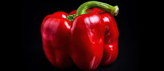 Wall Mural - Vibrant Red Bell Pepper on Wooden Cutting Board, Fresh and Organic Farm Ingredient