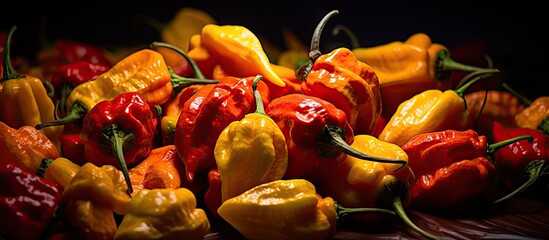 Canvas Print - Colorful Harvest: A Vibrant Pile of Fresh, Organic Peppers at the Farmers Market