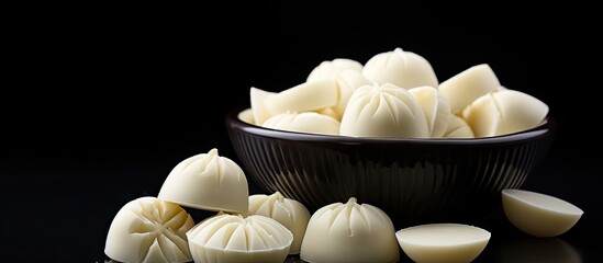 Wall Mural - Delicious White Chocolates in a Elegant Crystal Bowl Ready to Indulge Your Sweet Tooth