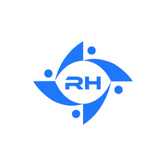 Wall Mural - RH logo. RH set , R H design. White RH letter. RH, R H letter logo design. Initial letter RH letter logo set, linked circle uppercase monogram logo. R H letter logo vector design.