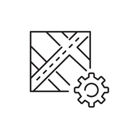 Wall Mural - location services configuration. digital map and cogwheel. settings tool. pixel perfect vector icon