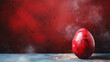 Red easter egg on grunge background with space 
