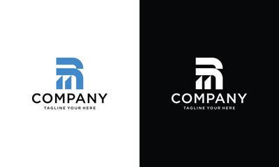 Wall Mural - Building with Initial R Letter Logo Vector Design on a black and white background.