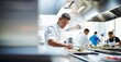 © Stock Pix - a chef in a busy restaurant kitchen, skillfully preparing a gourmet dish, surrounded by fresh ingredients, utensils, and stainless steel surfaces