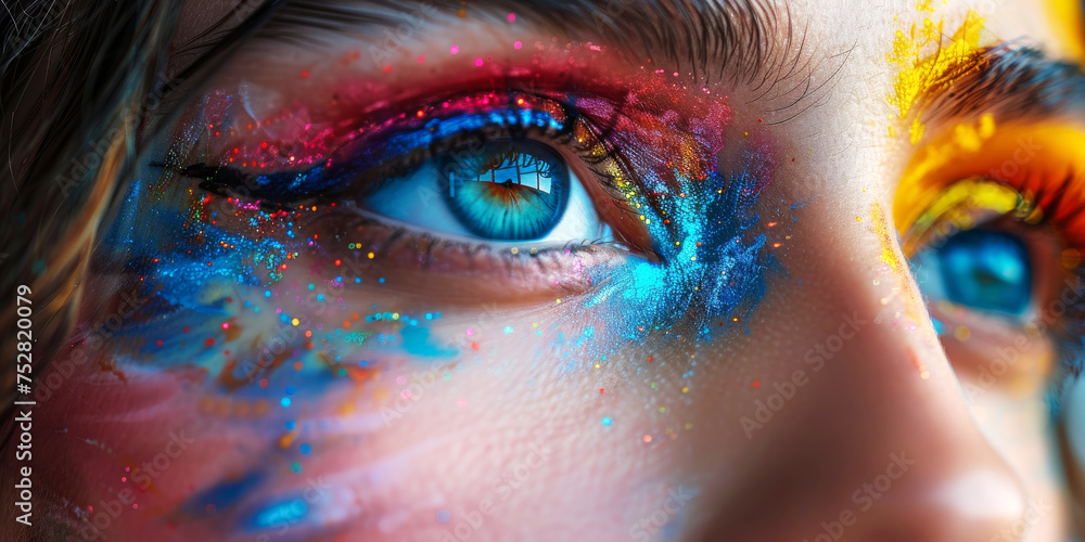 Colourful Vision Vision in Colour. Close-up of a woman's eye artistically enhanced with ...