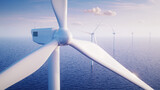 Fototapeta Sawanna - Windturbines on the ocean - concept of wind turbine energy
