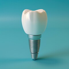 Wall Mural - A dental implant on a blue background. Generative AI.