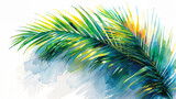 Fototapeta Sport - Vibrant watercolor painting of a palm branch, symbolizing Palm Sunday celebration in Christian tradition.