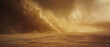 Awe-inspiring sandstorm surges across a barren landscape at dusk.