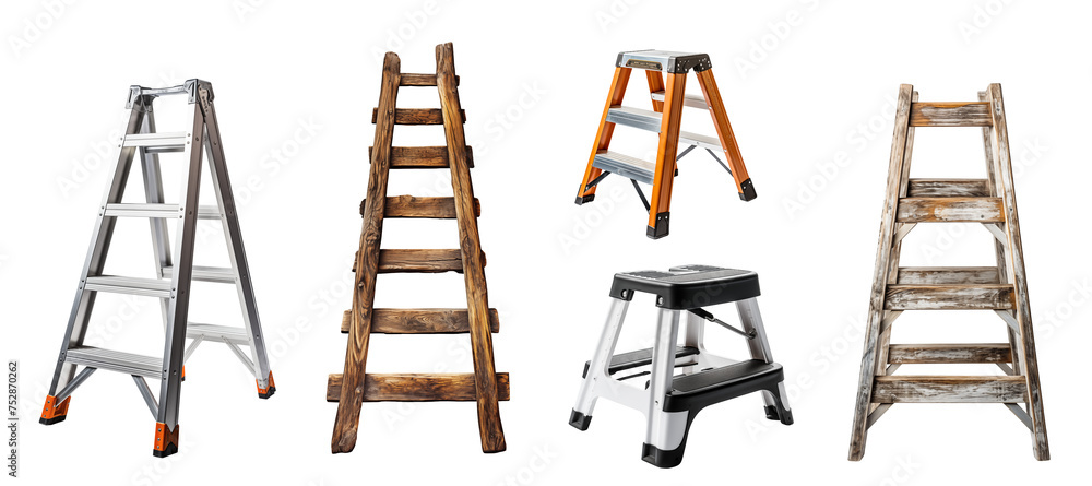 Different ladder collection isolated on transparent background ...