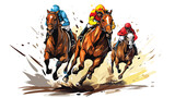 Fototapeta Londyn - Horse race freehand draw cartoon vector illustration