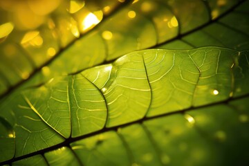 Wall Mural - Abstract Patterns: Play with focus to create abstract patterns with the leaf and bokeh lights.