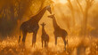 Giraffe Run cycle animation Africa - Giraffe and birds under its feet Slow motion shot showing a giraffe then panning up into the sky, Lalibela Game Reserve, Eastern Cape, South Africa, Generative ai